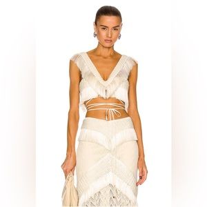 PatBo fringe trim crop top